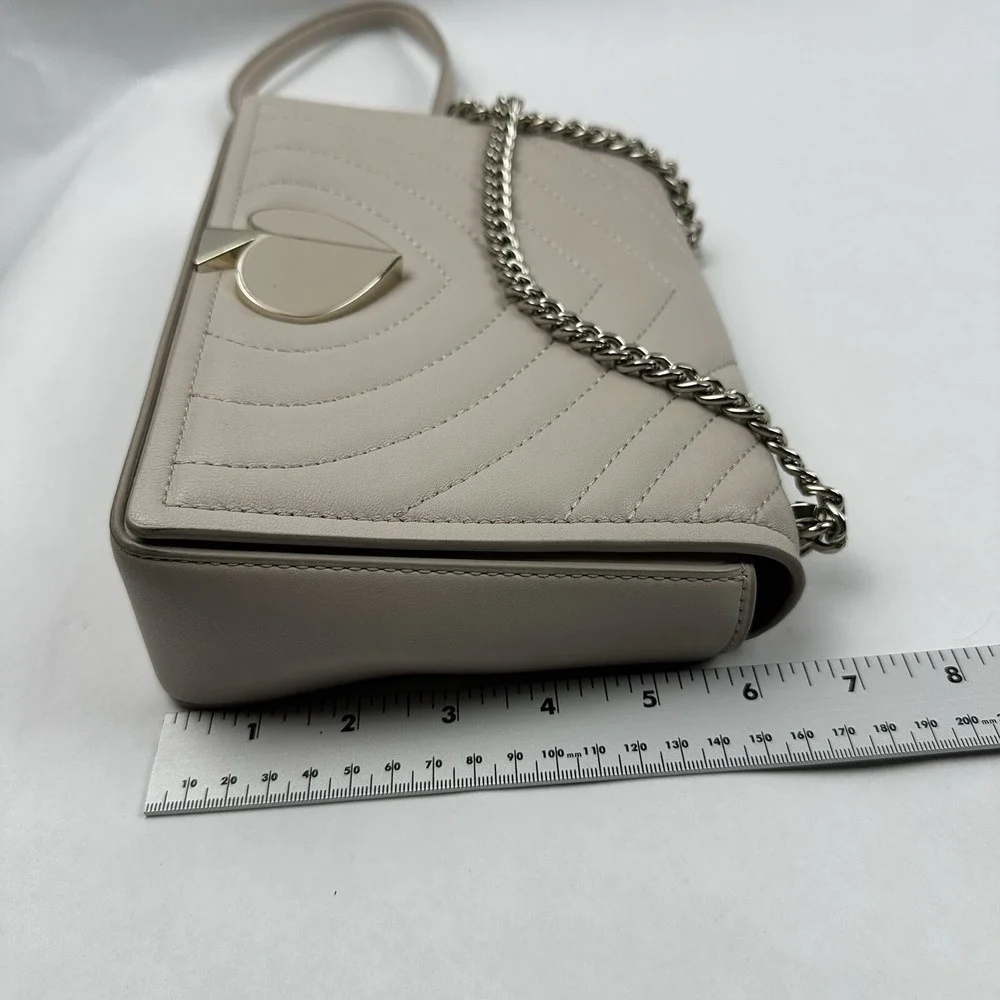 Kate Spade Natalia Flap Shoulder Bag Taupe Quilted Leather PXRU9411